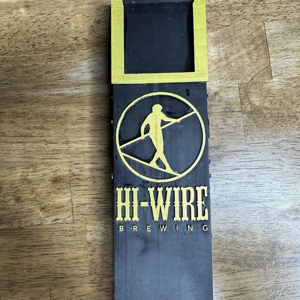 Hi-Wire Brewing Tap Handle AVL Made Draft Beer Bar Black Yellow Tall